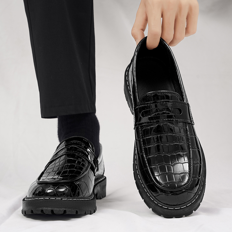 Formal Men Daily Wear Footwear - Man Shoes Casual Croc Pattern Loafers