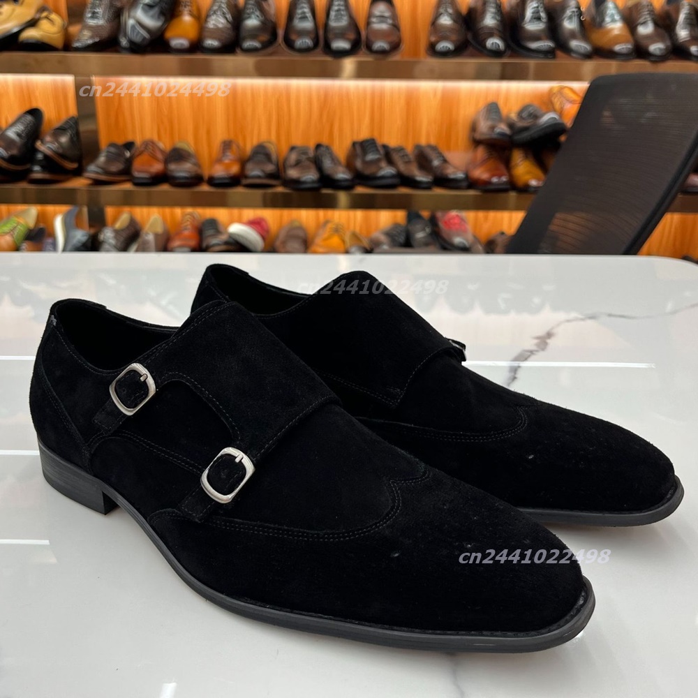 Formal Men Daily Wear Footwear - Dual Metal Buckle Men Monk Loafers