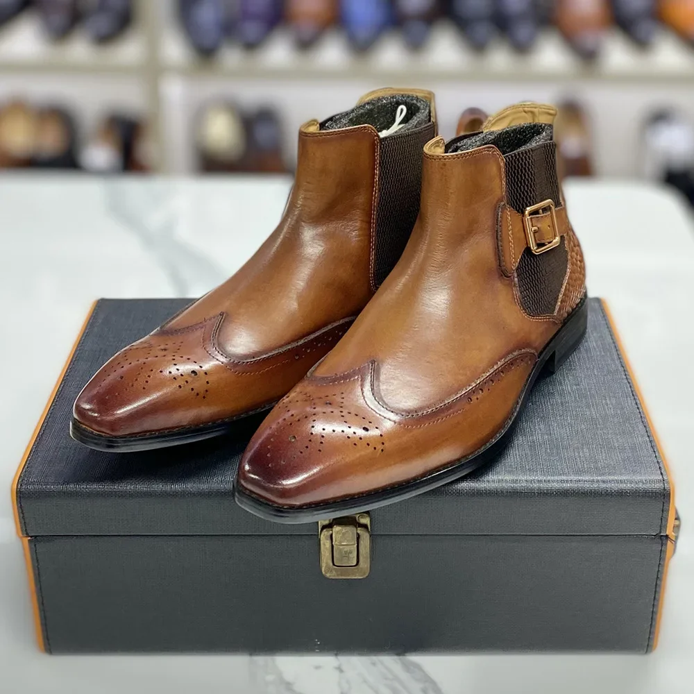 Men's Real Cow Leather Ankle B - Men Formal Wear With Boots recension och pris