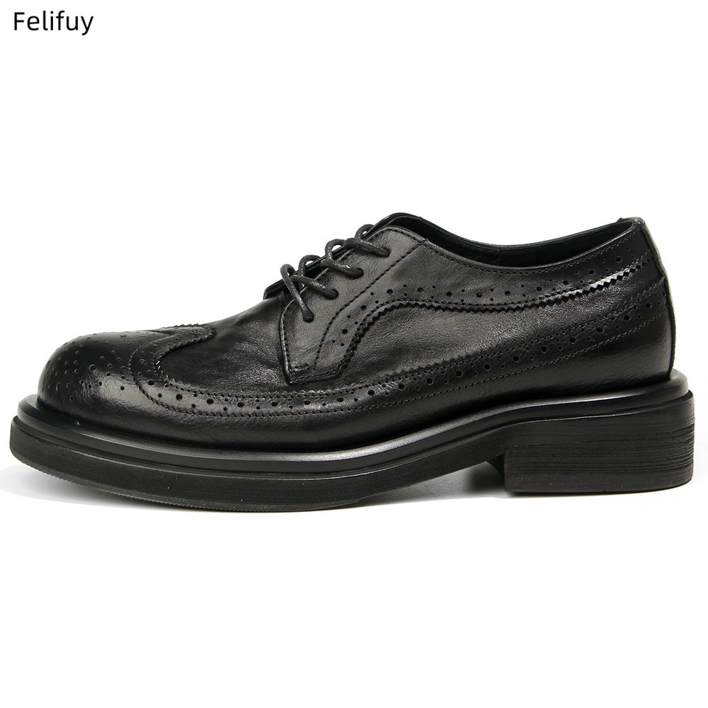 Black Derby shoes Vintage carv - Men Formal Wear All Black recension och pris